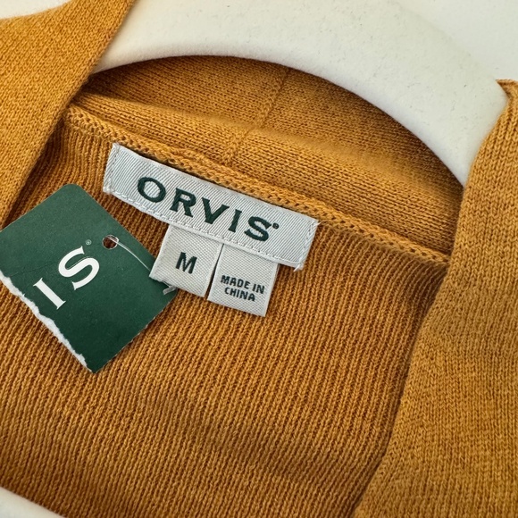 ORVIS SweaterAnyWear Eco-Friendly Merino-Blend Cardigan Gold Mustard M New - Picture 6 of 10